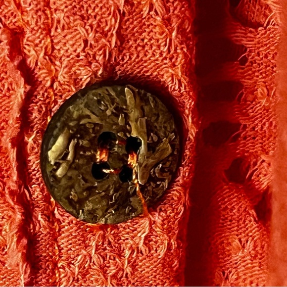 Free People | Orange Eyelet Button Front Puff Sleeve Top, Medium - Picture 6 of 9